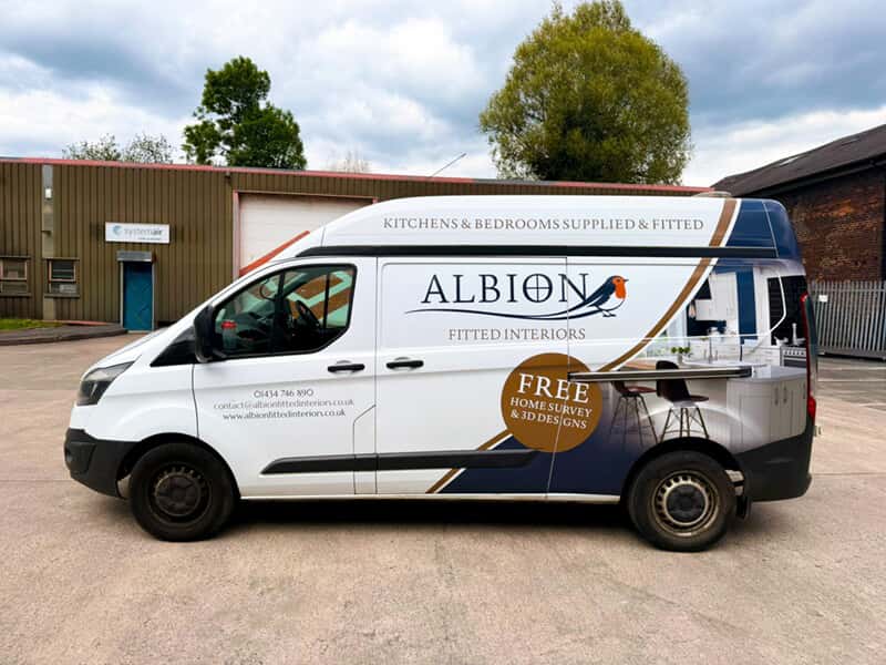 An image of the Albion Fitted Interiors van graphics.